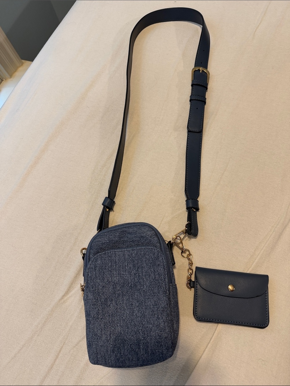 Navy Compact Crossbody Bag with Card Wallet